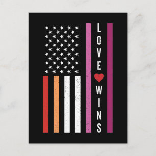 Cartão Postal Bandeira americana LGBTQ Orgulho Lésbico Amor Venc