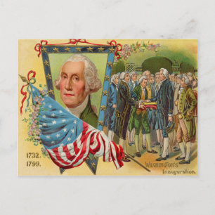 Cartão Postal Bandeira Americana na Inauguração de George Washin