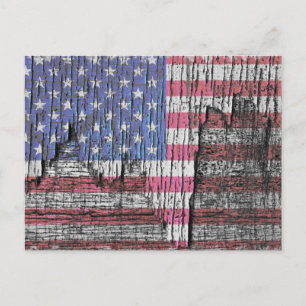 Cartão Postal Bandeira Americana Patriótica Pintada
