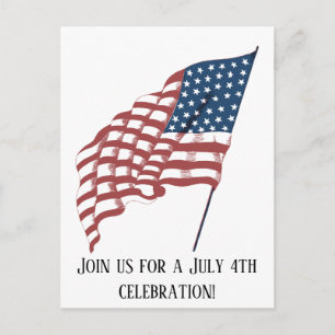 Cartão Postal Bandeira Americana Patriótica Vintage Ondulando ao