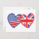 Cartão Postal Bandeira Americana/União Jack Flag Hearts (Frente/Verso)
