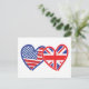 Cartão Postal Bandeira Americana/União Jack Flag Hearts (Em pé/Frente)