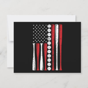 Cartão Postal Bandeira Americana Vintage Bandeira de Beisebol 4 