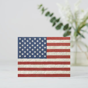 Cartão Postal Bandeira Artística Americana - Arte Escrita à Mão