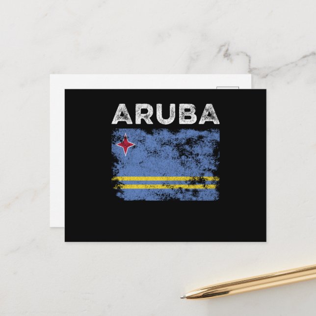 Cartão Postal Bandeira Aruba - Distante - Bandeira Aruban (Frente/Verso In Situ)