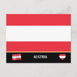 Cartão Postal Bandeira austríaca e viagem pelo país Áustria / Áu