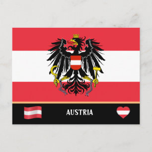 Cartão Postal Bandeira austríaca e viagem pelo país austríaco / 