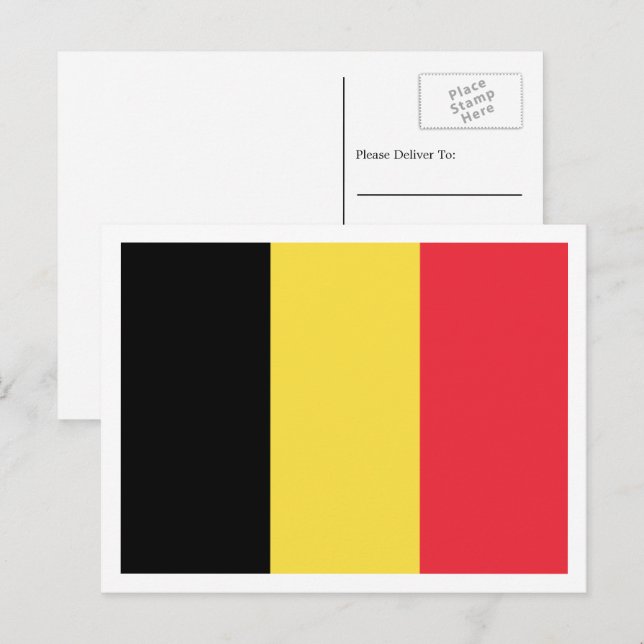 Cartão Postal Bandeira belga, Bandeira da Bélgica (Frente/Verso)