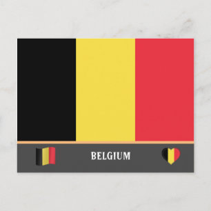 Cartão Postal Bandeira belga & viagem pelo país belga / Bélgica