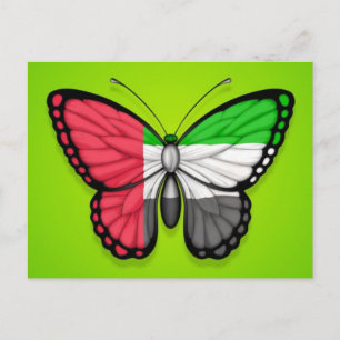 Cartão Postal Bandeira Borboleta dos Emirados Árabes Unidos no V