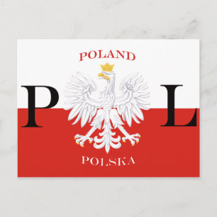 Cartão Postal Bandeira branca da Polônia Polska