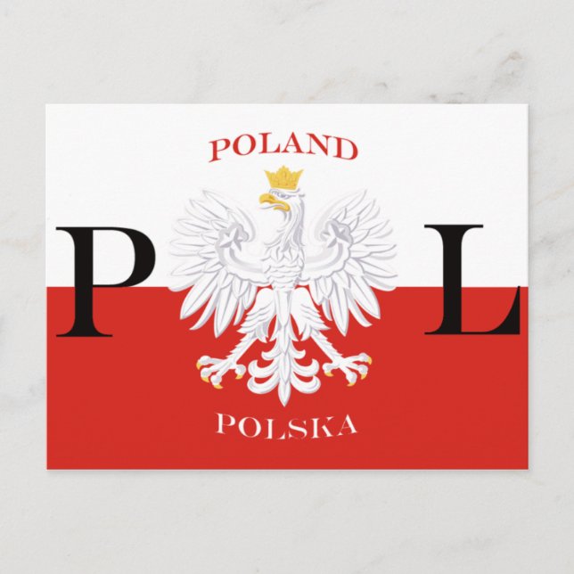 Cartão Postal Bandeira branca da Polônia Polska (Frente)