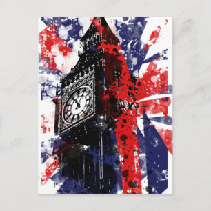 Cartão Postal Bandeira britânica Union Jack Vintage Desgastada