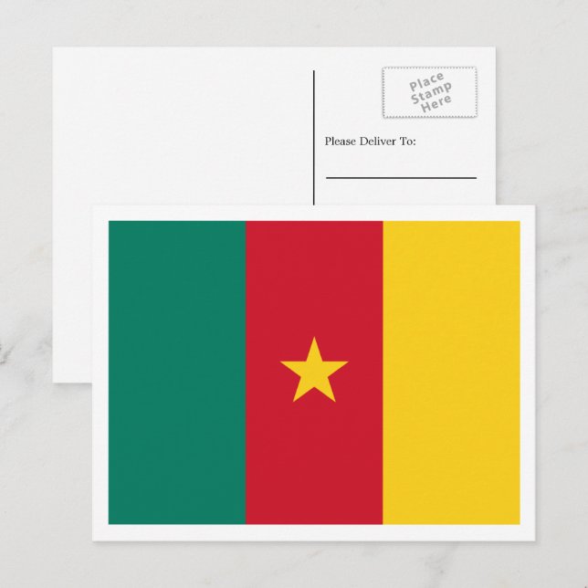 Cartão Postal Bandeira Camaronesa, Bandeira dos Camarões (Frente/Verso)