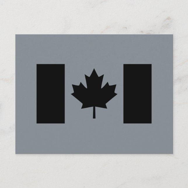 Cartão Postal Bandeira canadense em preto (Frente)