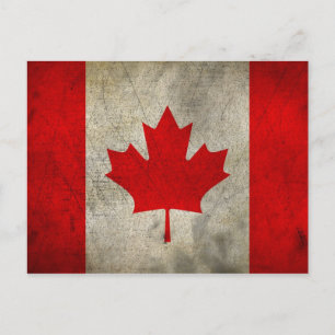 Cartão Postal Bandeira Canadense Folha de Bordo Vintage