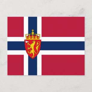 Cartão Postal Bandeira/Casaco de armas da Noruega