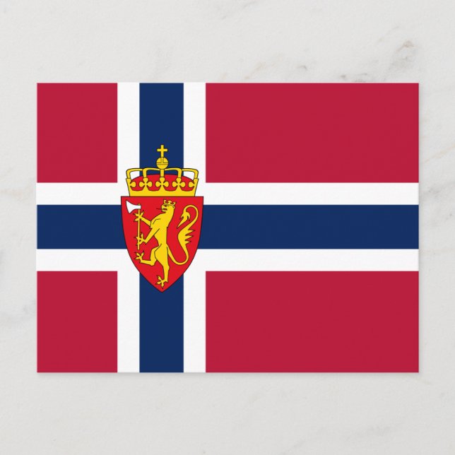 Cartão Postal Bandeira/Casaco de armas da Noruega (Frente)
