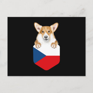 Cartão Postal Bandeira Checa Pembroke Welsh Corgi Dog Pocket