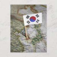Bandeira coreana sul no mapa