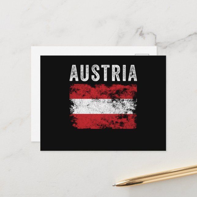 Cartão Postal Bandeira da Áustria em apuração - Bandeira austría (Frente/Verso In Situ)