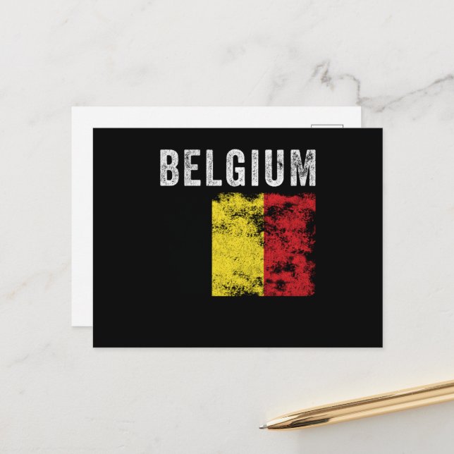 Cartão Postal Bandeira da Bélgica em apuros - Bandeira belga (Frente/Verso In Situ)