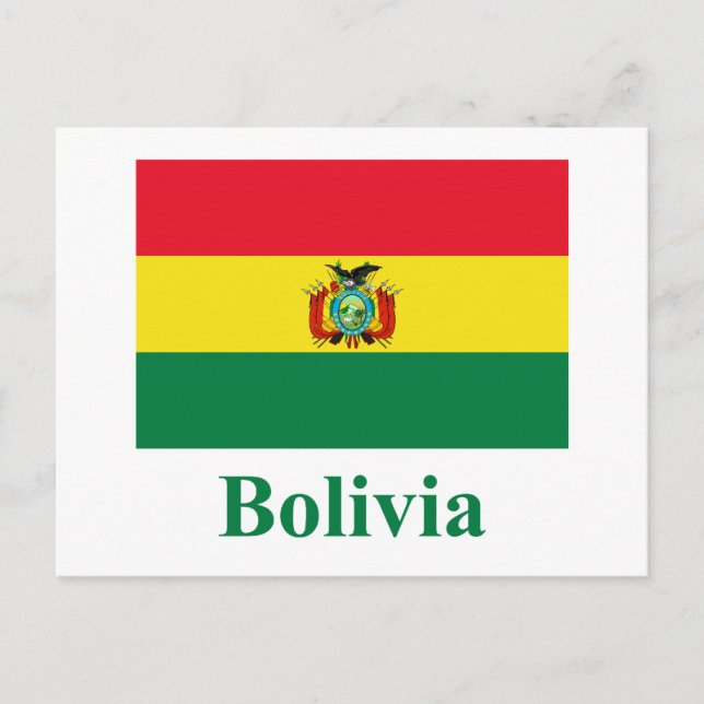 Cartão Postal Bandeira da Bolívia com nome (Frente)