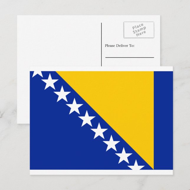 Cartão Postal Bandeira da Bósnia e Herzegovina (Frente/Verso)