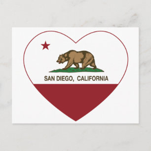 Cartão Postal bandeira da califórnia coração de san diego
