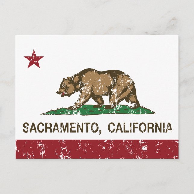 Cartão Postal bandeira da Califórnia sacramento angustiada (Frente)