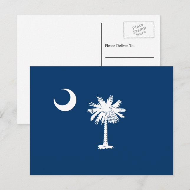 Cartão Postal Bandeira da Carolina do Sul, Bandeira da Carolina  (Frente/Verso)