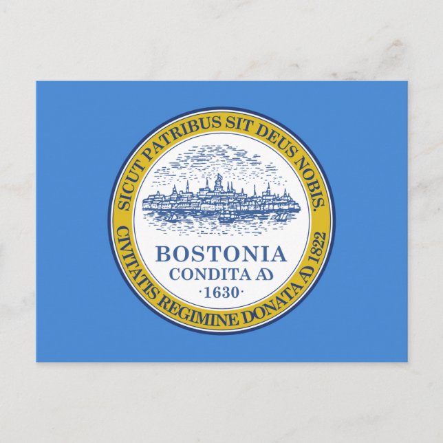 Cartão Postal Bandeira da Cidade de Boston (Massachusetts) (Frente)