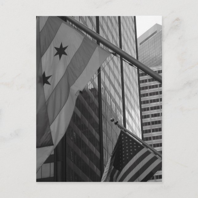 Cartão Postal Bandeira da cidade de Chicago e EUA (Frente)