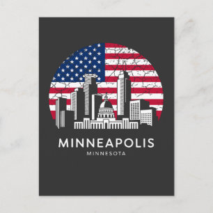 Cartão Postal Bandeira da Cidade de Minneapolis Minnesota