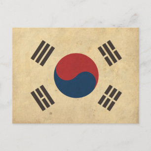 Cartão Postal Bandeira da Coreia do Vintage