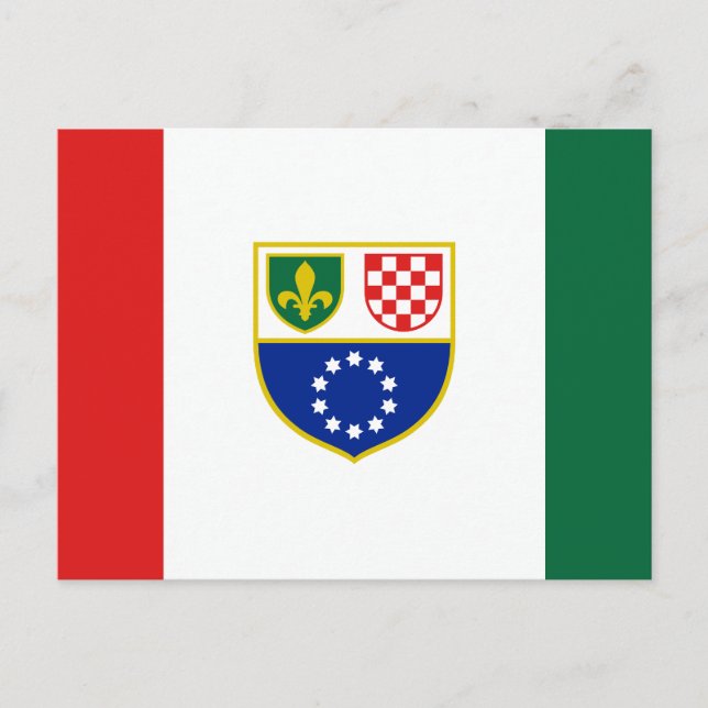 Cartão Postal Bandeira da Federação da Bósnia e Herzegovina (Frente)