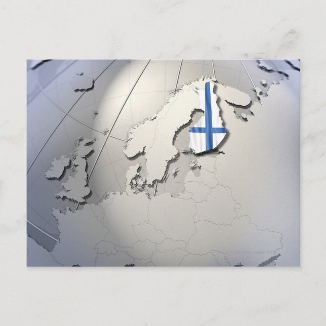 Cartão Postal Bandeira da Finlândia (Frente)