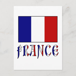 Cartão Postal Bandeira da França com nome colorido