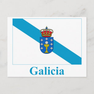 Cartão Postal bandeira da Galiza com nome