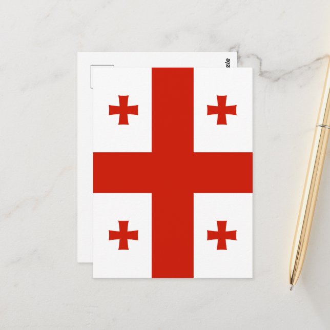 Cartão Postal Bandeira da Geórgia (Frente/Verso In Situ)