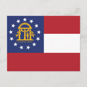 Cartão Postal Bandeira da Geórgia Estado da Pêssego Brasão de Ar