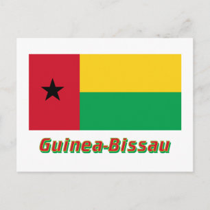 Cartão Postal Bandeira da Guiné-Bissau com Nome