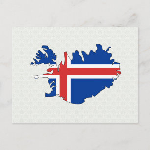 Cartão Postal Bandeira da Islândia Mapa tamanho normal