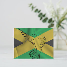 Cartão Postal Bandeira da Jamaica com beija-flor