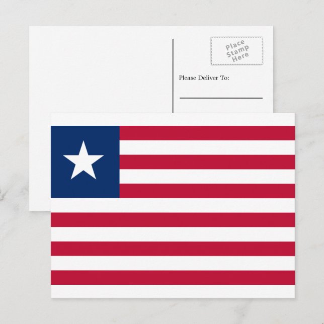 Cartão Postal Bandeira da Libéria, Bandeira da Libéria (Frente/Verso)
