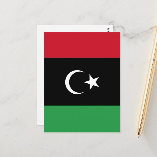 Cartão Postal Bandeira da Líbia (Frente/Verso In Situ)