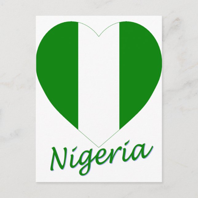 Cartão Postal Bandeira da Nigéria Heart (Frente)