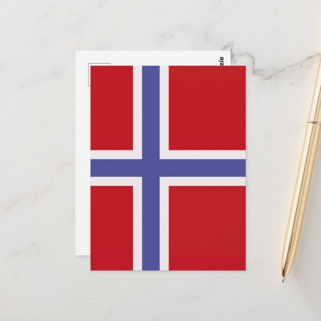 Cartão Postal Bandeira da Noruega (Frente/Verso In Situ)