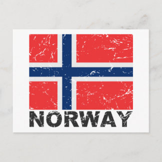 Cartão Postal Bandeira da Noruega Vintage