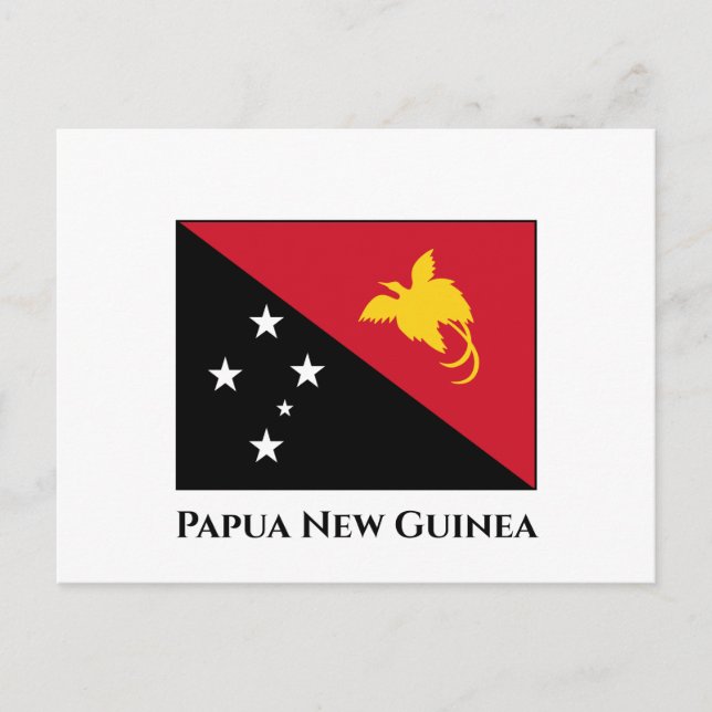 Cartão Postal Bandeira da Papua-Nova Guiné (Frente)